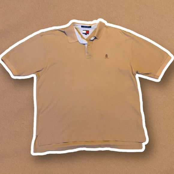 Tommy Hilfiger Polo Tan with Vintage Logo Men’s Size XL - Picture 1 of 4